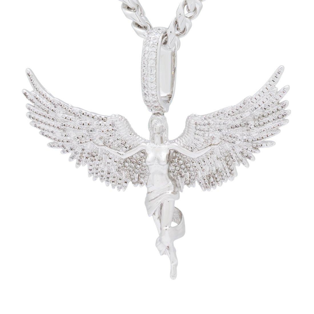 King Ice Soaring Angel Necklace - White Gold - WHITE GOLD